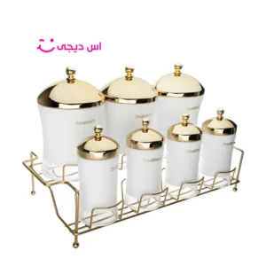 چایخوری ۸ پارچه کرم درب طلایی فلاور سام ست کد ۴۰۱۰۴۰۷۹