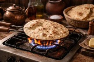 برشته کردن نان روی گاز (روش سنتی و بدون برق)