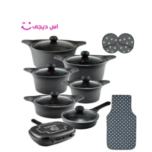 سرویس قابلمه ۱۹ پارچه کره ای مشکی ام جی اس 